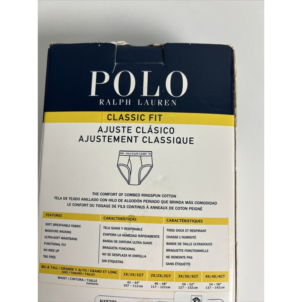 6 Polo Ralph Lauren Men's Briefs Size 4X Big & Tall Cotton Mid Rise White D18 - Picture 13 of 16